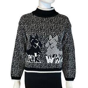 Vintage Nuggets Holiday Scottish Terrier Knit Sweater Turtle Neck Long Sleeve